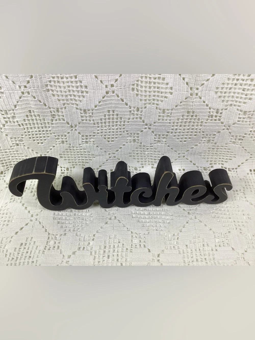 Witches Script Word Sign – Black Decorative Accent